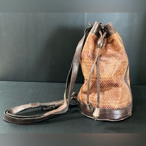 Unique Brown Leather Drawstring Bag